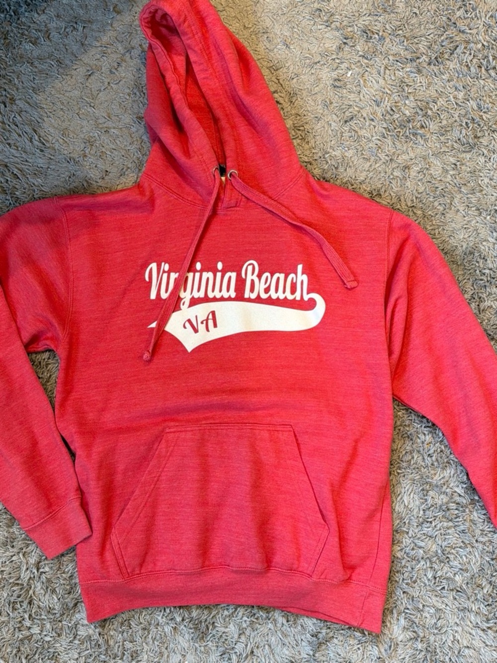 Virginia Beach Red Hoodie with White Script